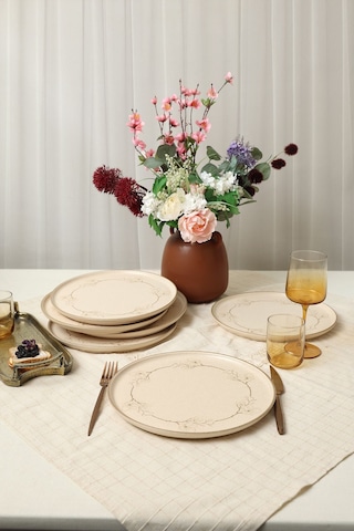 Keramika Taupe Bloom Nordıc Servis Tabağı 28 Cm 6 Adet 22528 Krem