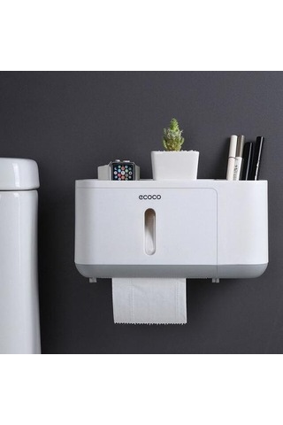 Tuvalet Kağıdı Tutucu Yaratıcı Ile İki Depolama Banyo Mutfak Tuvalet Kağıdı Dağıtıcı Plastik Duvar Su Geçirmez Tuvalet Rulo Tutucu Taşınabilir Tuvalet Kağıdı Sahipleri 22 x 13.6 x 11.2 CM