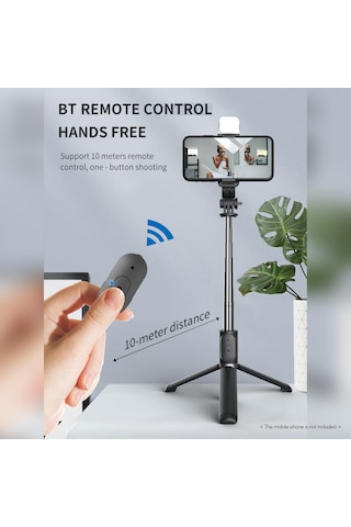 Q07 Selfie Çubuğu Led Işıklı Tripod Bluetooth Kumadanlı100 Cm