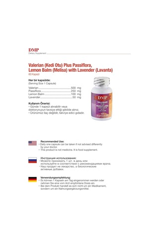 Dmp Valerian Plus Passiflora Lemon Balm Lavender 60 Kapsül