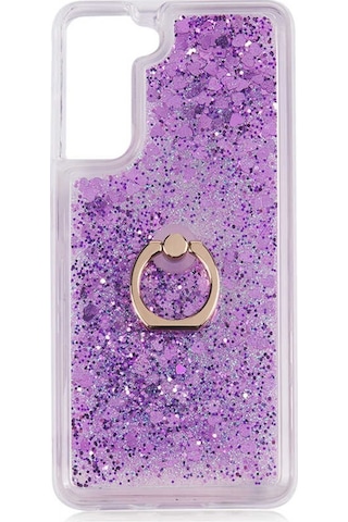 Teknomoda Samsung Uyumlu Galaxy S21 Fe Kilif Sulu Simli Yüzüklü Standli Silikon 531864805