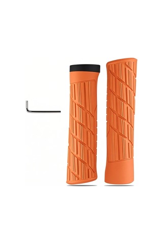 Monyee Mountain Bike Silikon El Tutucuları: Kaymazsız, Şok Emici, Kilitlebilir - Turuncu Çift, Bisiklet Aksesuarı Çok Renkli