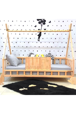 Markaawm Montessori Yatak Ahşap Karyola Çocuk Ve Bebek Beşiği Tren Akçaağaç