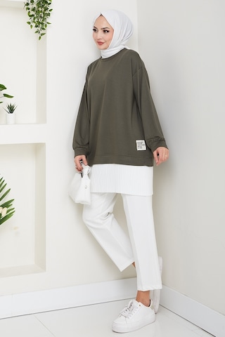 Arma Detay Piliseli Oysho Tunik 1627 - Haki Haki