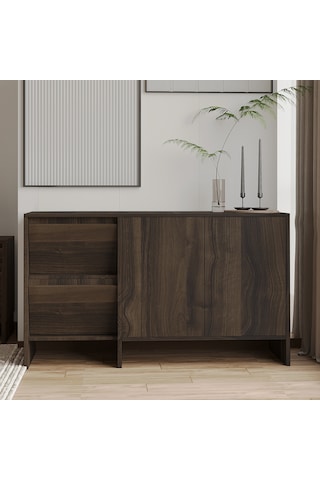 Laris 130 Cm Modern Konsol 4 Kapaklı, Yüksek Ayaklı, Minimalist Tasarım Ceviz