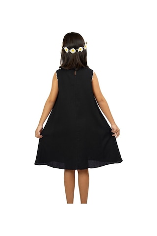 Ece Şile Bezi Kız Çocuk Elbise Siyah Syh