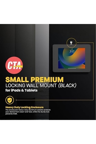 Cta Digital: Apple iPad Uyumlu, Mini 1-5 , Tab A 8 Ve Tab E8 İçin Premium Küçük Kilitleme Duvar Montajı, Siyah