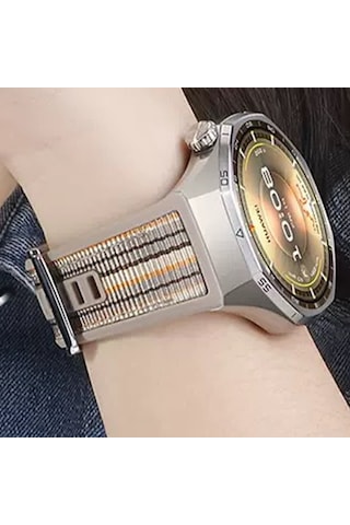 Huawei Watch Gt 6/5 Pro 46mm Kordon Lansman Kumaş Dikişli Silikon  Klips 1e-1 Uyum 102