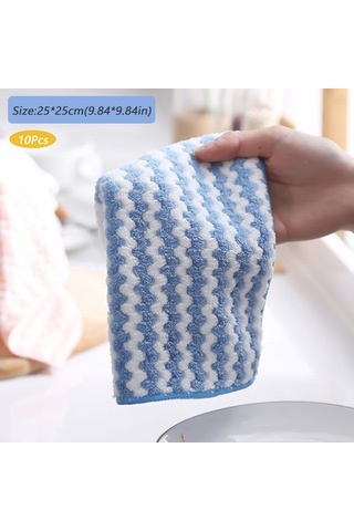 Mikrofiber Temizleme Rag Süper Emici Mercan Polar Bez Ovma Tavuk Pad Mutfak Yemekleri Temizlik Mix Color, 10pcs