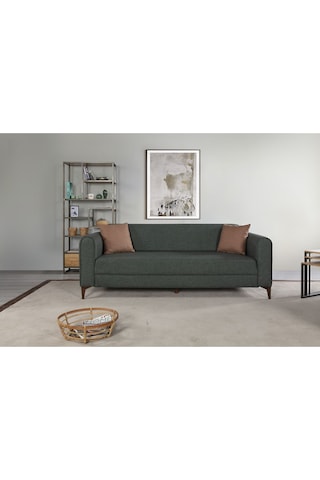 Ferranti Yataklı Sandıklı Üçlü Kanepe Yeşil Yeşil