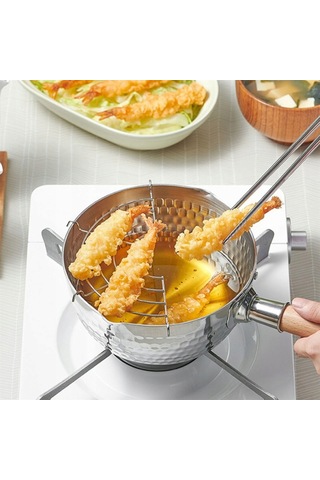 Yaozixa Paslanmaz Çelik 20cm Derin Tencere - Yapışmaz, Ahşap Saplı, Çok Amaçlı Mutfak Tenceresi Gümüş