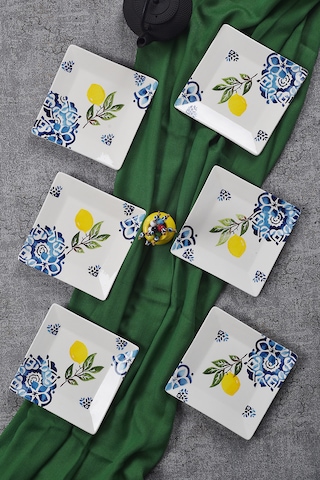 Piatti Naturali 6'lı Limon Tatlı Tabak Seti Sunum Servis Pasta 15 Cm