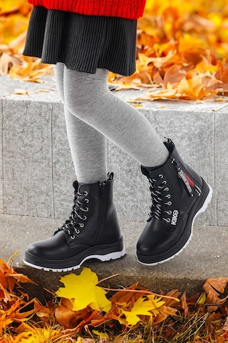 Kiko Kids Fermuarlı Termo Taban Kız Çocuk Bot 623 Cilt Siyah