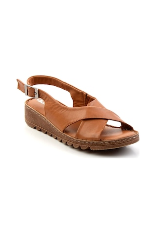Bambi Taba Leather Kadın Sandalet K05087404103 Taba