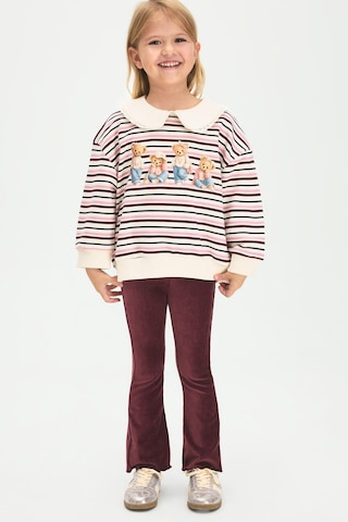 Defacto Bebe Yaka Çizgili Ayıcık Baskılı Sweatshirt Kız Bebek I7726a526wner98 Ekru-er98