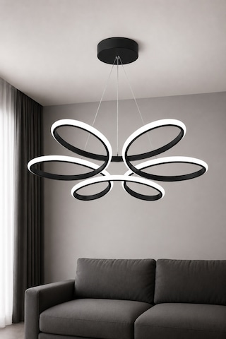 Niva Led Sarkıt Avize Beyaz Işık Siyah