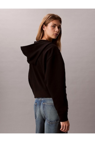 Calvin Klein Uzun Kollu Monogram Havlu Kumaş Kısa Rahat Kesim Kadın Siyah Sweatshirt Lv047f208g-ub1 Siyah