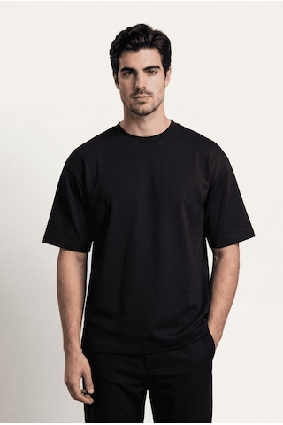 Black Nova Oversize Baskılı Unisex %100 Pamuk T-shirt Deathless Stamp Siyah