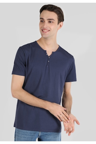 Colin'S Regular Fit Bisiklet Yaka Basic Lacivertvert Erkek Kısa Kol Tişört Cl1062745_Q1.V1_Nav