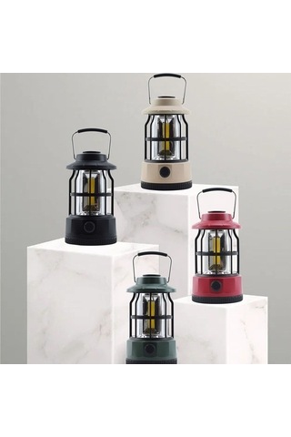 Ulzyvf Yürüyüş Suya Retro Led Kulp Kırmızı, Dayanıklı Cob Çadır Işığı, Acil Vk Fener Kırmızı