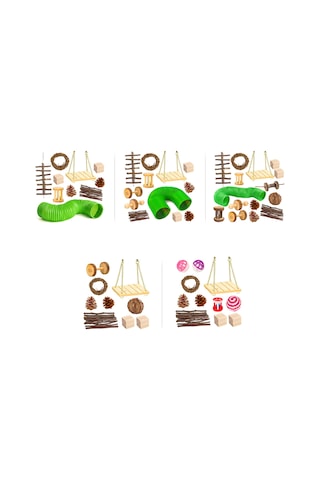 Yifomall Küçük Evcil Hayvanlar İçin Ahşap Diş Taşlama Ve Oyun Seti - 9 Parça: Kemir, Egzersiz Ve Stres Azaltma - Tavşan, Hamster, Gine Pig Uygun