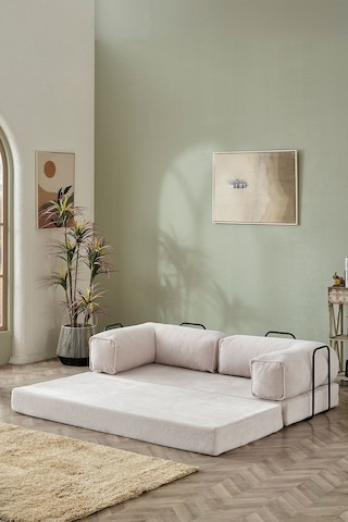 Dekoport Relax Kanepe Dinlenme Koltuğu Puffy Kanepe Yatak Olabilen Açılır Aktivite Koltuğu Beyaz