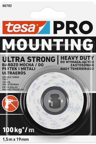 Tesa Çift Taraflı Bant - Tesa Pro 66792 Ultra Güçlü İç Mekan  1.5m X 19mm
