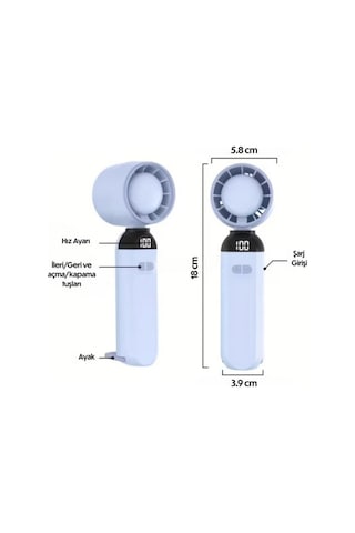 Şarjlı El Fanı 12000rpm 0-120 Hız Ayarı Masaüstü Vantilatör Mini Fan