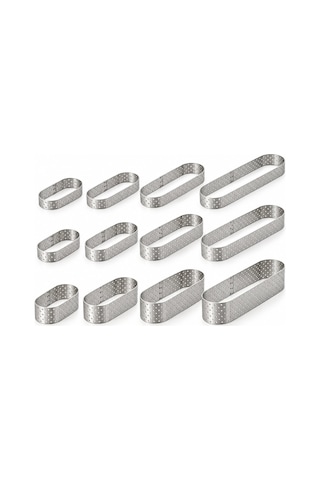 Fida Tart Çemberi Elips Delikli Yükseklik 5 Cm - 10 Adet 4x12 Cm Inox