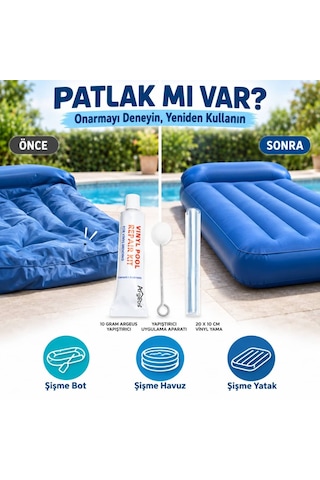 Argeus Şişme Bot Havuz Ve Yatak Tamir Kiti 20x10 Cm Yama 10 G Yapıştırıcı