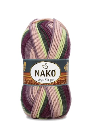 Tedar 5 Adet Vega Stripe Premium Akrilik El Örgü İpi Yünü No: 82414 Najmaddin (No:1) 8.5Cm X 10.5 Cm