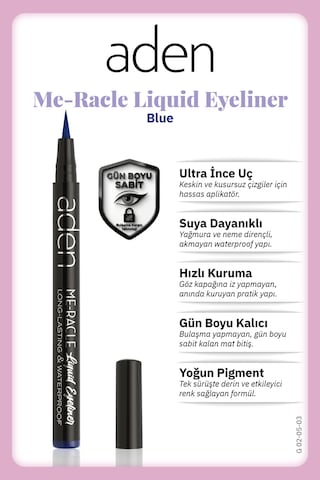 Aden Me-racle Liquid Eyeliner - Likit Eyeliner 03 Blue Mavi Diğer