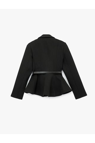 Koton Uzun Kollu Kemer Detaylı Peplum Blazer Ceket Siyah 6wak50116uw Siyah