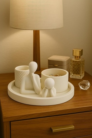 Modern Beyaz Dekoratif Set 5 Parçalı Minimalist Tasarım Genel
