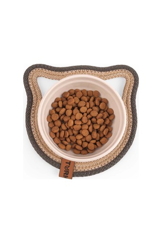 Gobypet Küçük Boy Jüt Hasır Kulaklı Yuvarlak Kedi Köpek Mama Paspası, Matı, Çok Amaçlı Altlık