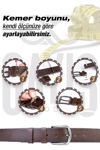 Gayış Özel Kutulu Hakiki Deri Kot - Kumaş Kahverengi Erkek Kemeri
