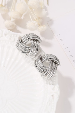 Chavin Gri Bijuteri Retro Tarz Bayan Küpe Ev19by Gri