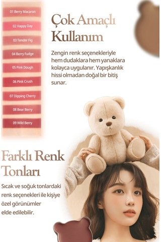 Dasique 9 Renkli Ruj & Allık Paleti Mood Painting Lip & Cheek Palette 06 Sweet Bear 06 Sweet Bear