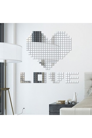 Novahub 100 Adet Kare Kristal Mozaik Ayna, Akrilik Stereo Duvar Çıkartması, Gümüş, 2x2cm Ev Oturma Odası Diğer