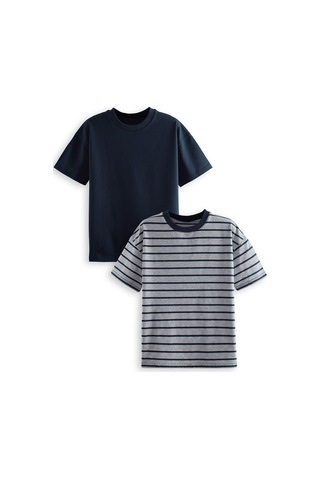 Denokids Erkek Çocuk Basic Oversize 2'li T-shirt Takım Renkli Çok Renkli