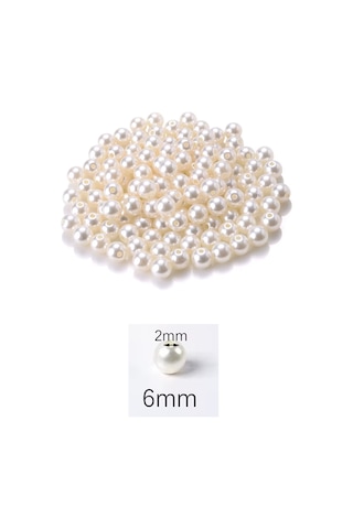 1.000 Gram 1 Kg. 6mm Krem Renk Plastik İnci Boncuk Çanta Ve Tak