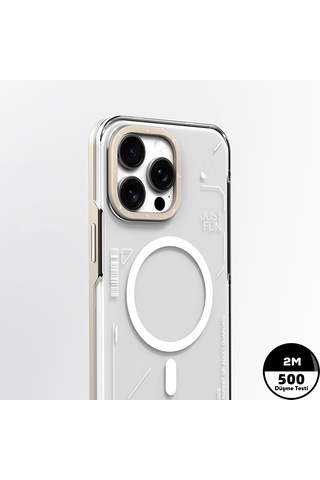 Apple iPhone 16 Pro Max Uyumlu Kılıf Magsafe Şarj Özellikli Çıkarılabilir Arka Yüzeyli Youngkit Mecha Gold