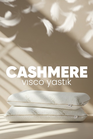 Kaşmir Visco Yastık - Özel Büyük Boy Cashmere Uyku Yastığı - Ortopedik Kaşmir Kumaş Visko Yastık Beyaz