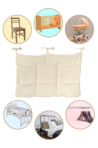Bebek Beşik Yanı Organizer 6 Cepli Pratik Organizer Bej