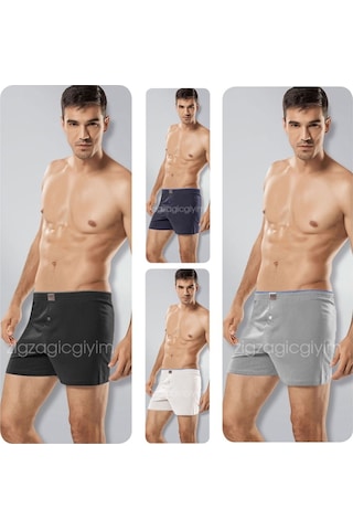Tutku 4'Lü Paket Düğmeli Erkek Boxer Şort Boxer