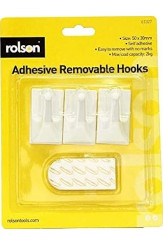 61327 3pc Removable Adhesive Hooks, Black 03573684