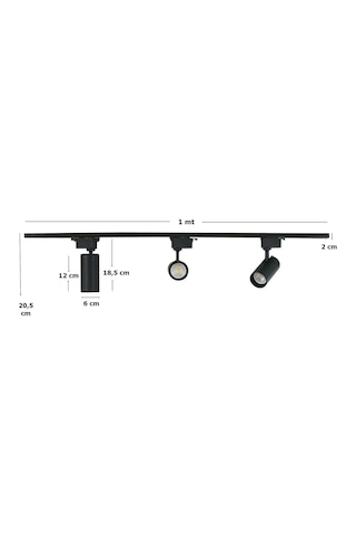 Mini Ray Spot Set 3 Spot + 1M Ray + 3 Ampul Siyah Kasa Sarı Işık