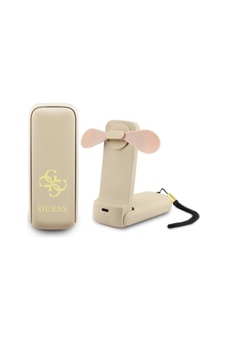 Guess Lisanslı 4g Büyük Metal Logolu 3 Kademeli Katlanabilir Aynalı Portatif Soğutucu El Fanı Bej