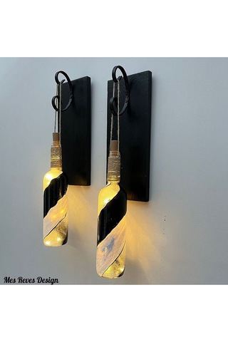 Led Işıklı Ahşap Siyah Renkli Vitray Cam Salon Bar Bahçe Dekoru Ş Çok Renkli