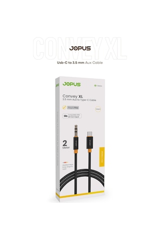Jopus İphone Android Uyumlu - Type-c To 3.5mm Aux Ses Kablosu - Tak Çalıştır Aux Örgülü - 2 Metre Ja-12